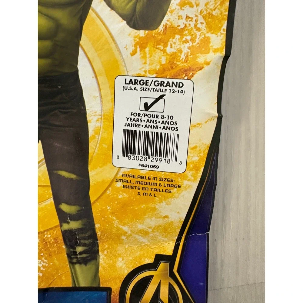 Avengers Infinity War Hulk Muscle Chest Costume Padded Jumpsuit & Mask Large